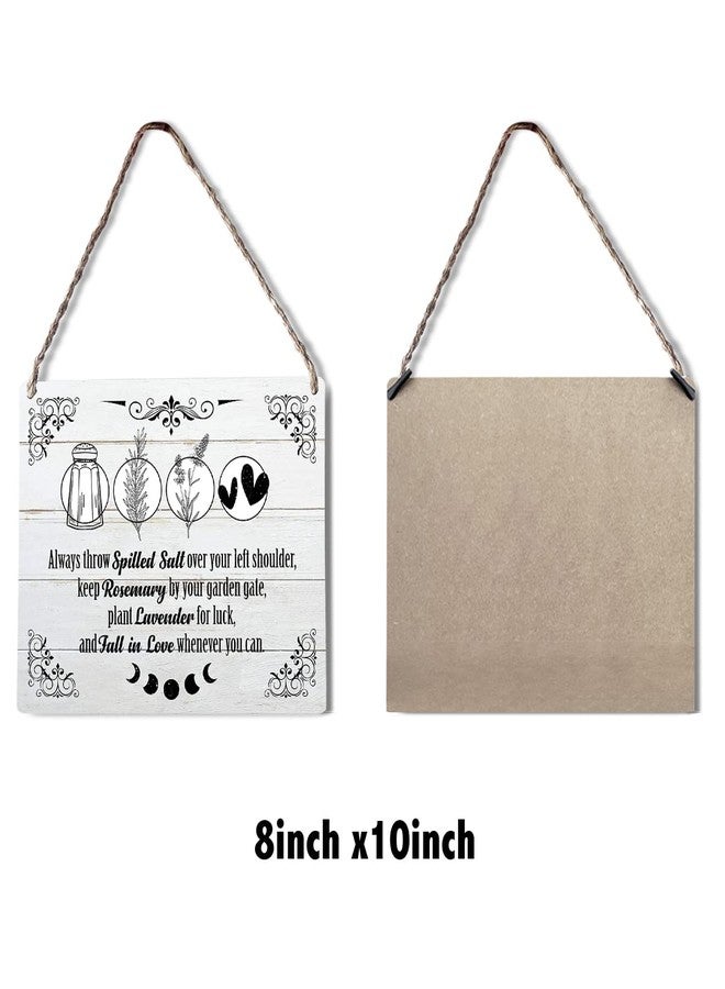 GUDIAO Funny Kitchen Signs Wall Decor Wood Plaque Always Throw Spilled Salt Over Your Left Shoulder Wooden Hanging Sign Decoration for Home Kitchen Door 8 x 10 - Image 2